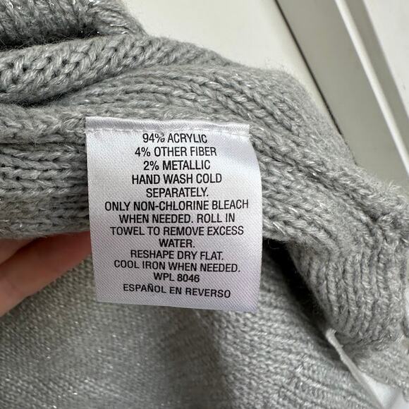 NWT Maison Jules Womens Silver Long-Sleeve Metallic-Flecked Sweater Size XL - Picture 7 of 11